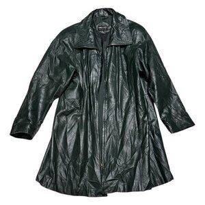 VINTAGE PELLE LEATHER Coat Retro Business Casual Streetwear Jacket Womens Medium